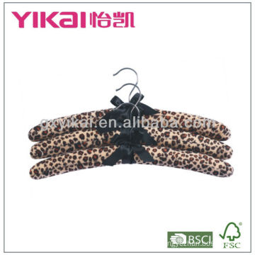 Leopard print fuzz fabric padded shirt hangers